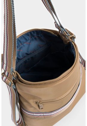 Bolso Tipo Shopping Mediano Con Cierre Principal Y Tiras Convertibles Bolso Tipo Shopping Mediano Con Cierre Principal Y Tiras Convertibles Crema NAPPA