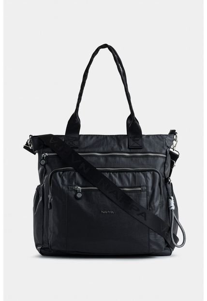Bolso Tipo Shopping Grande Con Bolsillo Frontal Bolso Tipo Shopping Grande Con Bolsillo Frontal Negro NAPPA
