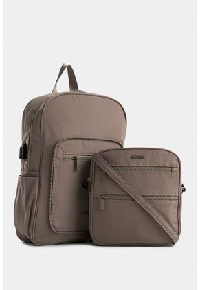 Bolso Tipo Tula Morral En Textil Con Bolsillo Frontal Removible Bolso Tipo Tula Morral En Textil Con Bolsillo Frontal Removible Arena NAPPA