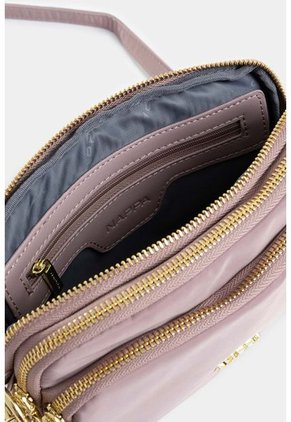 Bolso Tipo Manos Libres En Lona Con Cierres Metalicos Para Mujer Bolso Tipo Manos Libres En Lona Con Cierres Metalicos Para Mujer Rosado NAPPA