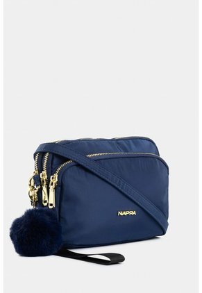 Bolso Tipo Manos Libres En Lona Con Cierres Metalicos Para Mujer Bolso Tipo Manos Libres En Lona Con Cierres Metalicos Para Mujer Azul NAPPA