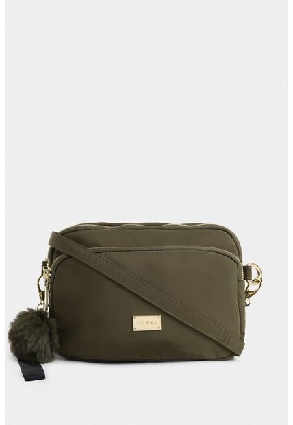 Bolso Tipo Manos Libres En Lona Con Cierres Metalicos Para Mujer Bolso Tipo Manos Libres En Lona Con Cierres Metalicos Para Mujer Verde NAPPA