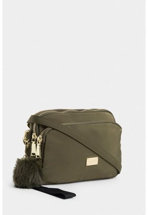 Bolso Tipo Manos Libres En Lona Con Cierres Metalicos Para Mujer Bolso Tipo Manos Libres En Lona Con Cierres Metalicos Para Mujer Verde NAPPA