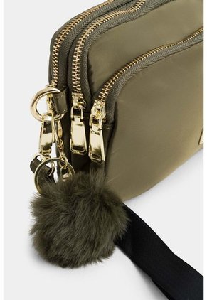 Bolso Tipo Manos Libres En Lona Con Cierres Metalicos Para Mujer Bolso Tipo Manos Libres En Lona Con Cierres Metalicos Para Mujer Verde NAPPA