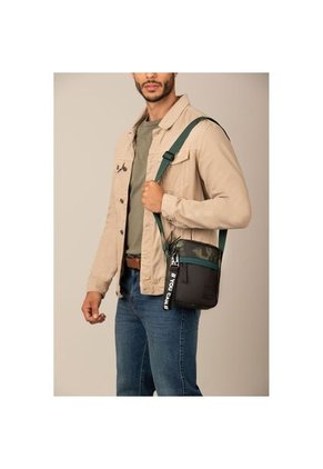 Bolso Tipo Manos Libres Para Hombre Con Contraste De Texturas Y Materiales Bolso Tipo Manos Libres Para Hombre Con Contraste De Texturas Y Materiales Verde NAPPA