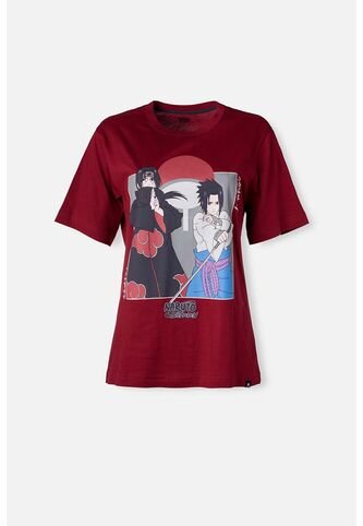 Camiseta De Naruto Vinotinto Manga Corta Para Mujer XS NARUTO