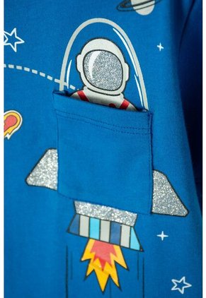 Camiseta De Nasa Manga Corta Azul Para Niño 2T A 5T 5T