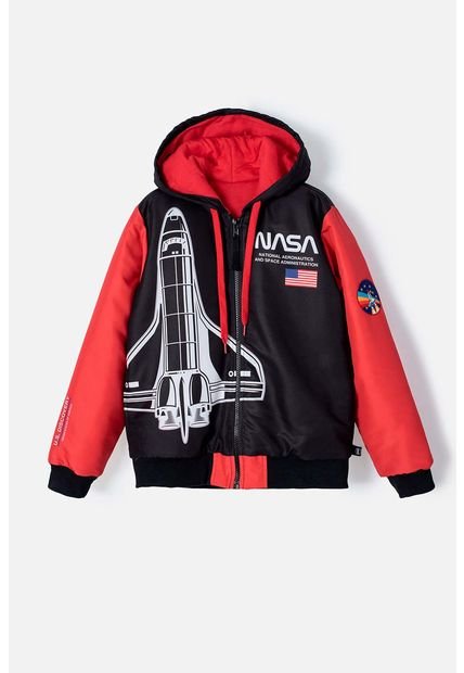 Chaqueta De La Nasa Con Capucha Negra Y Roja Para Niño 10