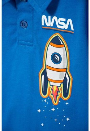 Camiseta Tipo Polo De La Nasa Azul Para Niño 2T A 5T 3T