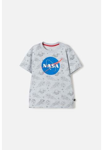 Camiseta De Nasa Manga Corta Gris Para Niño 10 NASA