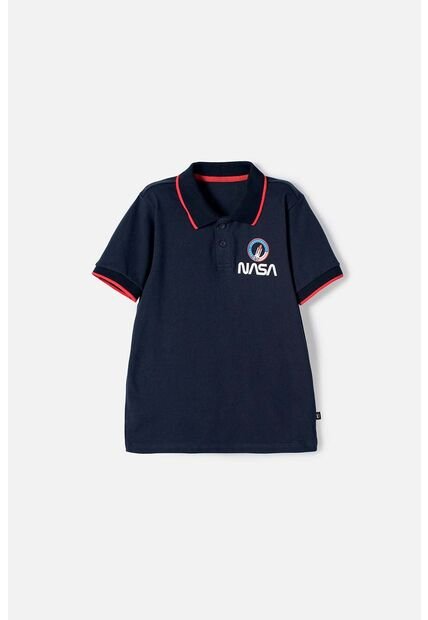 Camiseta De La Nasa Tipo Polo Azul Para Niño 8