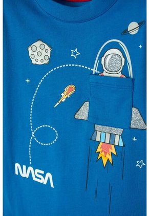 Camiseta De Nasa Manga Corta Azul Para Niño 2T A 5T 2T