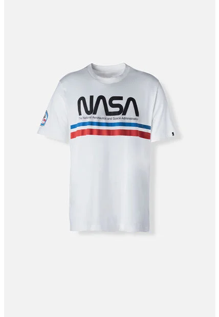 Camiseta De La NASA Blanca Manga Corta Para Hombre L