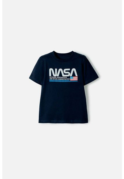 Camiseta Nasa Manga Corta Azul Oscuro Para Niño 2T A 5T 5T