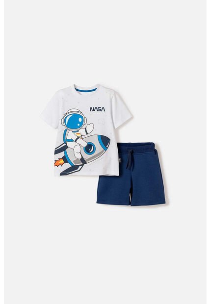 Conjunto De La Nasa Con Pantalón Corto Blanco Y Azul Para Niño 2T A 5T 4T