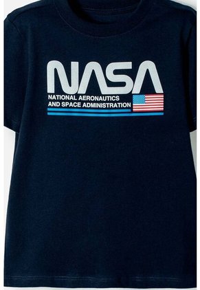 Camiseta Nasa Manga Corta Azul Oscuro Para Niño 2T A 5T 4T