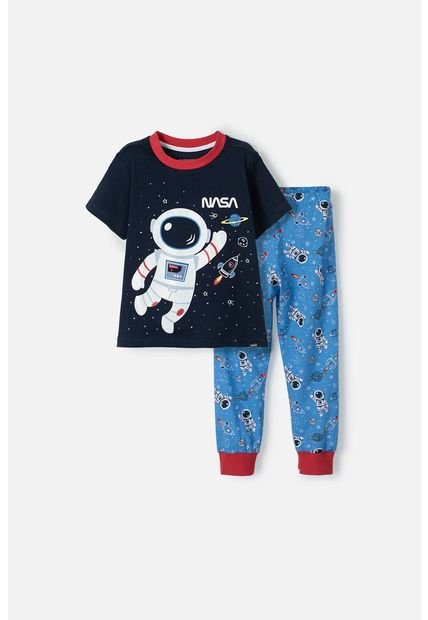 Pijama De La Nasa Con Pantalón Largo Azul Y Rojo Para Niño 2T A 5T 2T