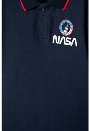 Camiseta De La Nasa Tipo Polo Azul Para Niño 12