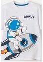 Conjunto De La Nasa Con Pantalón Corto Blanco Y Azul Para Niño 2T A 5T 4T de NASA