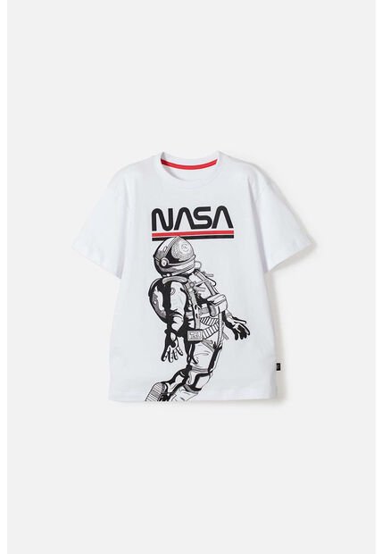Camiseta De La Nasa Manga Corta Blanco Para Niño 14