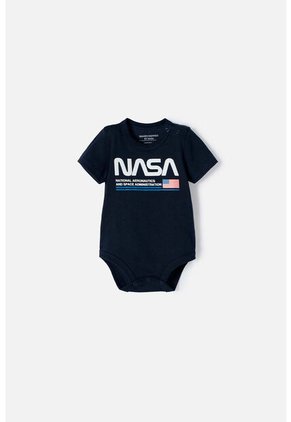 Body De La Nasa Azul Manga Corta Para Bebé Niño 9-12