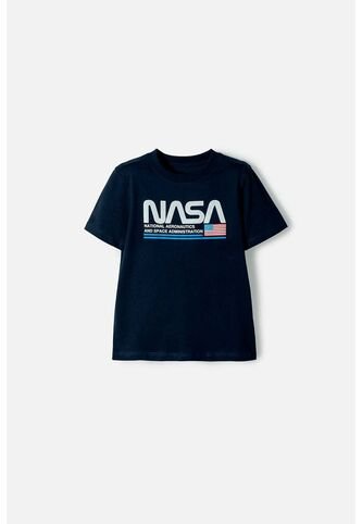 Camiseta Nasa Manga Corta Azul Oscuro Para Niño 2T A 5T 3T NASA