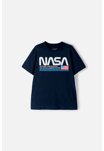 Camiseta Nasa Manga Corta Azul Para Niño 12 NASA