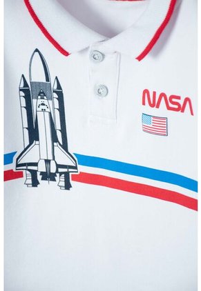 Camiseta Tipo Polo Nasa Blanco Para Niño 2T A 5T 4T