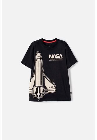 Camiseta De La Nasa Manga Corta Negro Para Niño 10 NASA