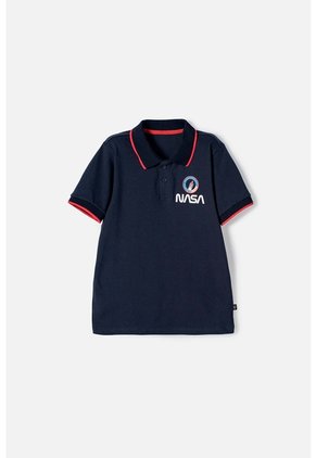 Camiseta De La Nasa Tipo Polo Azul Para Niño 6