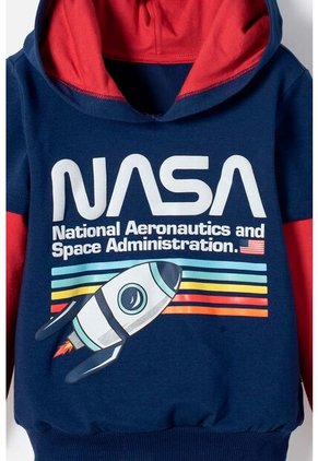 Buzo De La Nasa Con Capucha Azul Y Rojo Para Niño 2T A 5T 4T