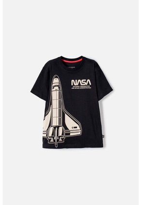 Camiseta De La Nasa Manga Corta Negro Para Niño 10