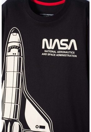 Camiseta De La Nasa Manga Corta Negro Para Niño 10