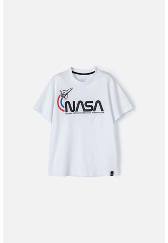 Camiseta De La Nasa Blanca Manga Corta Para Niño 8 NASA