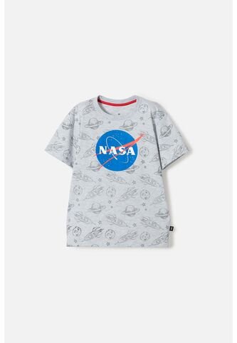 Camiseta De Nasa Manga Corta Gris Para Niño 14 NASA