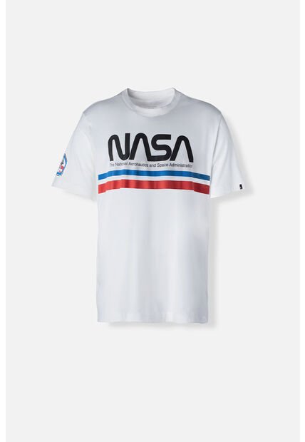Camiseta De La NASA Blanca Manga Corta Para Hombre L