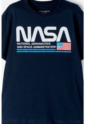 Camiseta Nasa Manga Corta Azul Para Niño 10