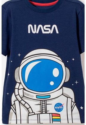 Camiseta De Nasa Manga Corta Azul Para Niño 2T A 5T 2T