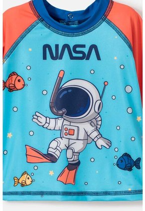 Conjunto De Baño De La Nasa Azul Y Naranja Para Bebé Niño 9-12