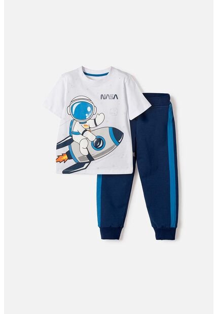 Conjunto De La Nasa Con Pantalón Largo Blanco Y Azul Para Niño 2T A 5T 4T