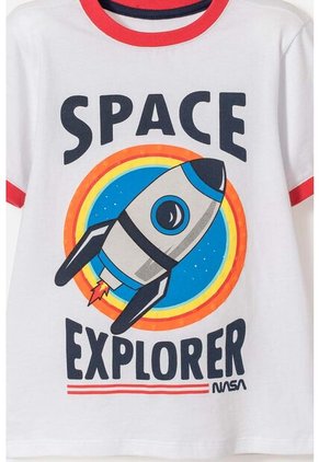 Camiseta De Nasa Manga Corta Blanco Y Rojo Para Niño 2T A 5T 3T