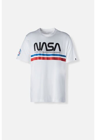 Camiseta De La NASA Blanca Manga Corta Para Hombre S NASA