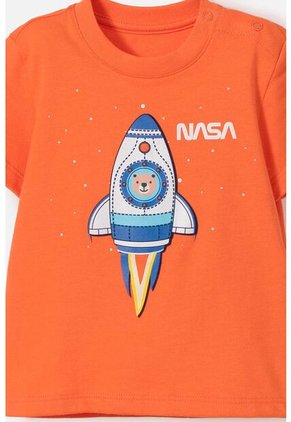 Conjunto De La Nasa Con Pantalón Largo Naranja Y Azul Para Bebé Niño 12-18