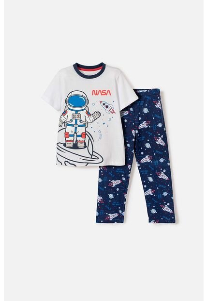 Pijama De La Nasa Con Pantalón Largo Blanco Y Azul Para Niño 2T A 5T 5T