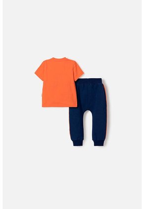 Conjunto De La Nasa Con Pantalón Largo Naranja Y Azul Para Bebé Niño 12-18