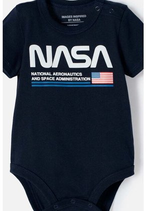 Body De La Nasa Azul Manga Corta Para Bebé Niño 6-9