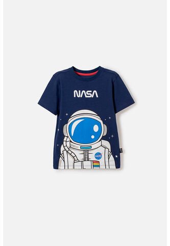 Camiseta De Nasa Manga Corta Azul Para Niño 2T A 5T 4T NASA