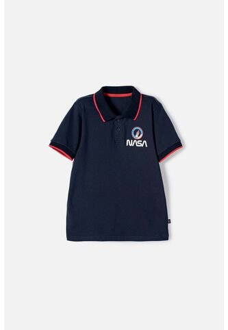 Camiseta De La Nasa Tipo Polo Azul Para Niño 12 NASA