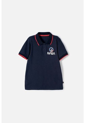 Camiseta De La Nasa Tipo Polo Azul Para Niño 12