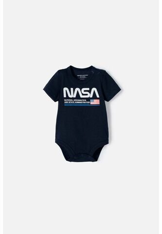 Body De La Nasa Azul Manga Corta Para Bebé Niño 6-9 NASA
